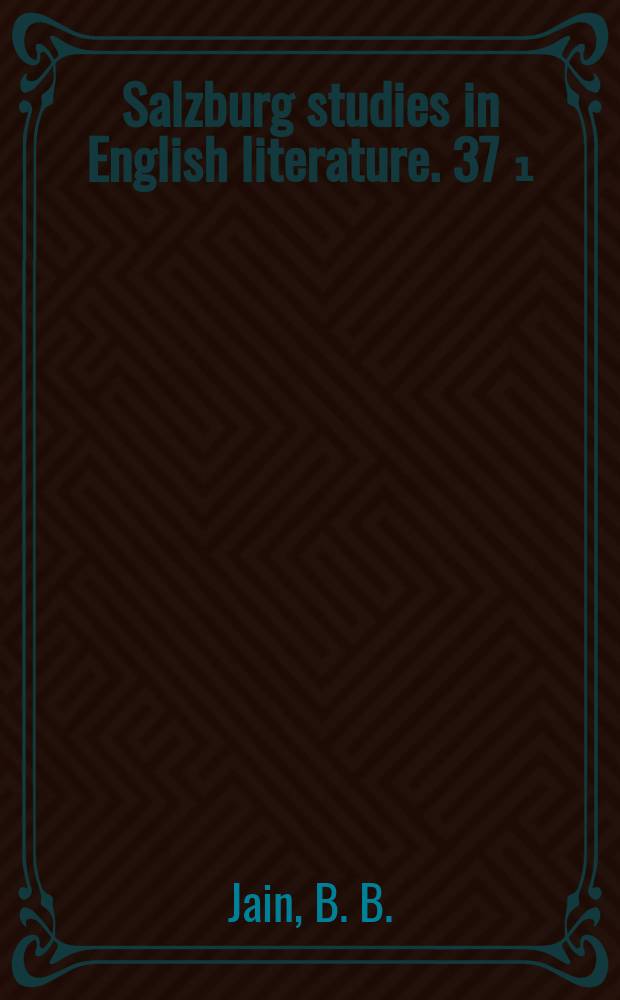Salzburg studies in English literature. 37[₁] : The poetry of George Crabbe