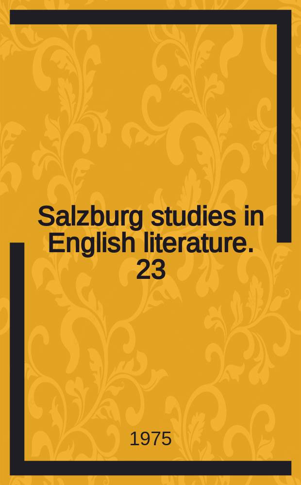 Salzburg studies in English literature. 23 : A critical edition of Thomas Preston's "Cambises"...