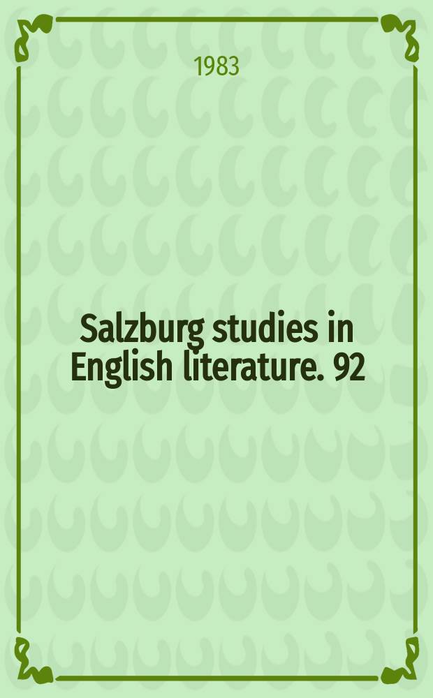 Salzburg studies in English literature. 92:9 : Itinerarium