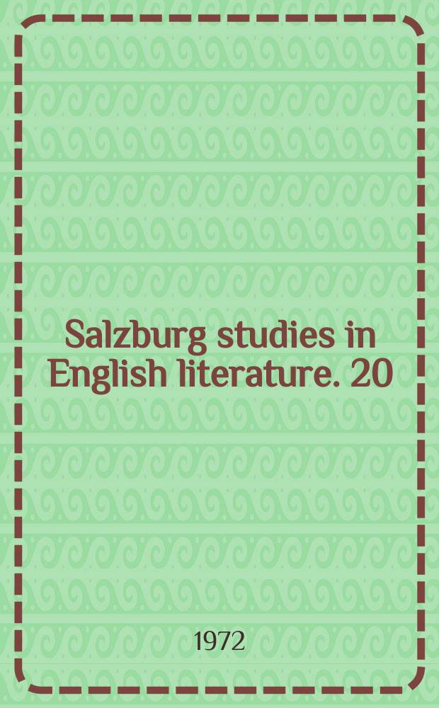 Salzburg studies in English literature. 20 : The revenge convention in Tourneur Webster...