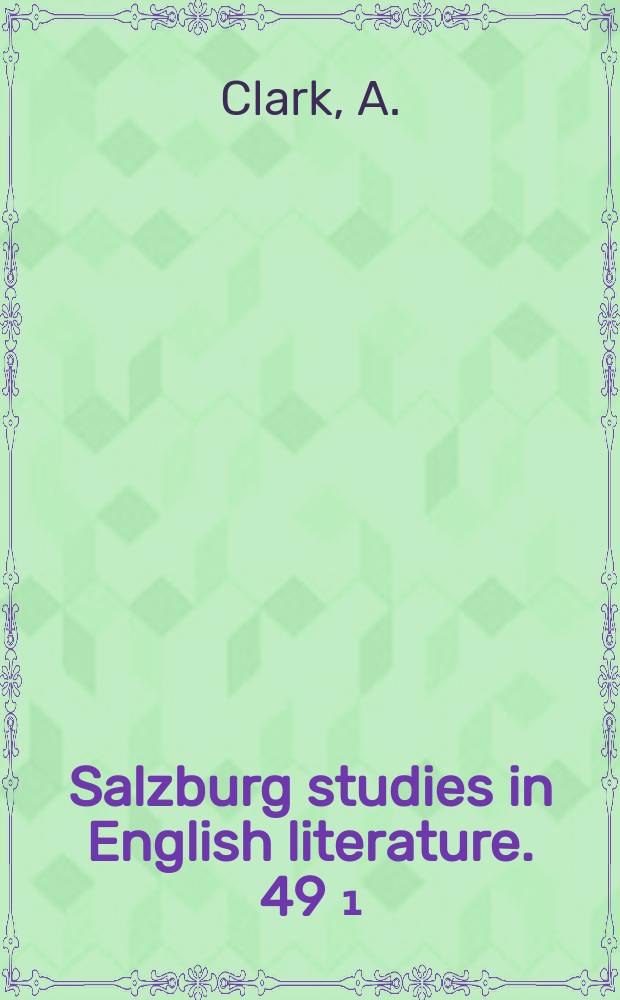 Salzburg studies in English literature. 49[₁] : Domestic drama