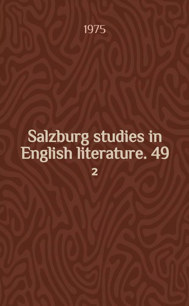 Salzburg studies in English literature. 49[₂] : Domestic drama