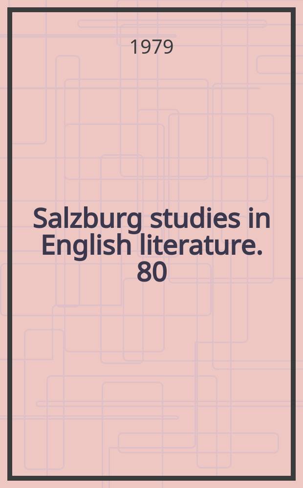 Salzburg studies in English literature. 80 : Marston, dramatist