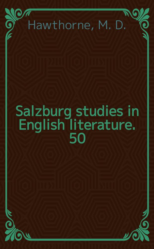 Salzburg studies in English literature. 50 : John and Michael Banim