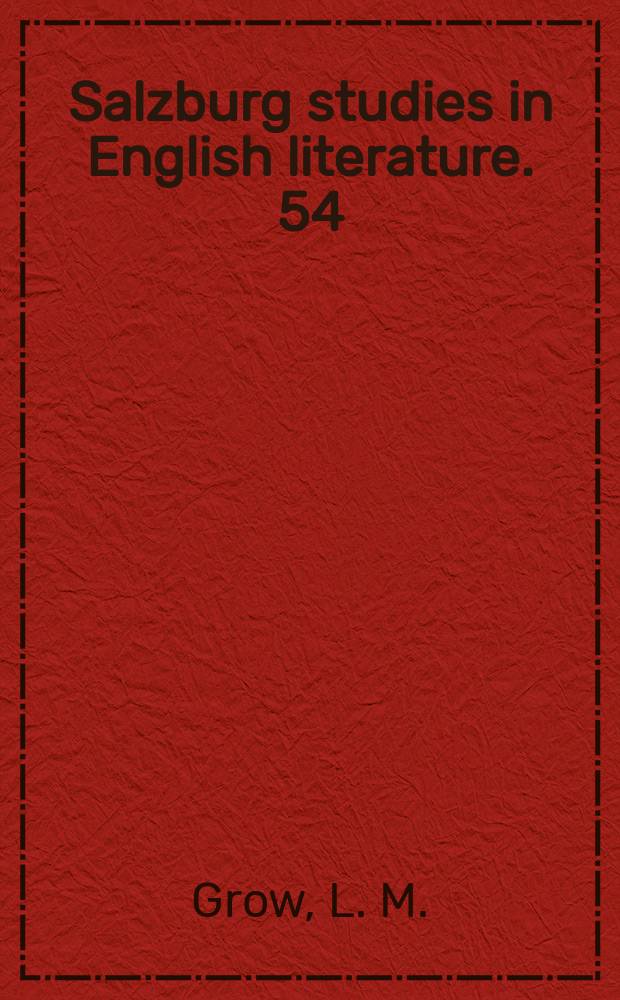 Salzburg studies in English literature. 54 : The prose style of Samuel Taylor Coleridge