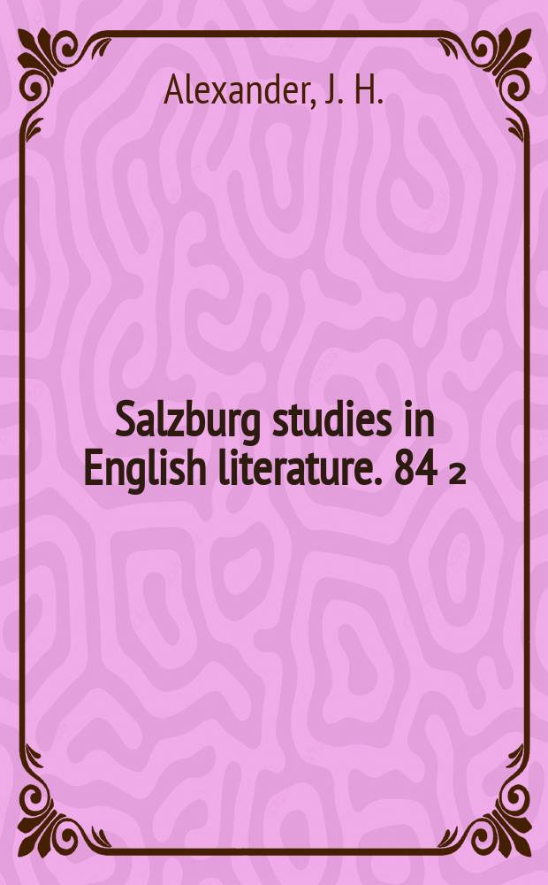 Salzburg studies in English literature. 84[₂] : The reception of Scott's poetry by his...