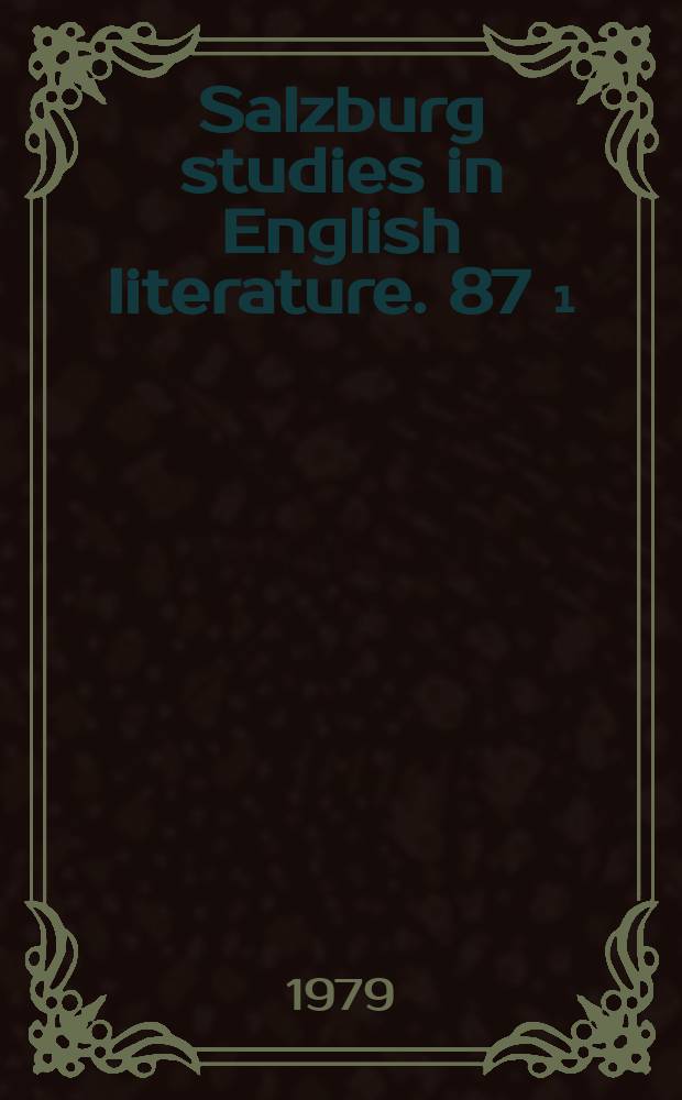 Salzburg studies in English literature. 87[₁] : (Studies in Nineteenth Century...)