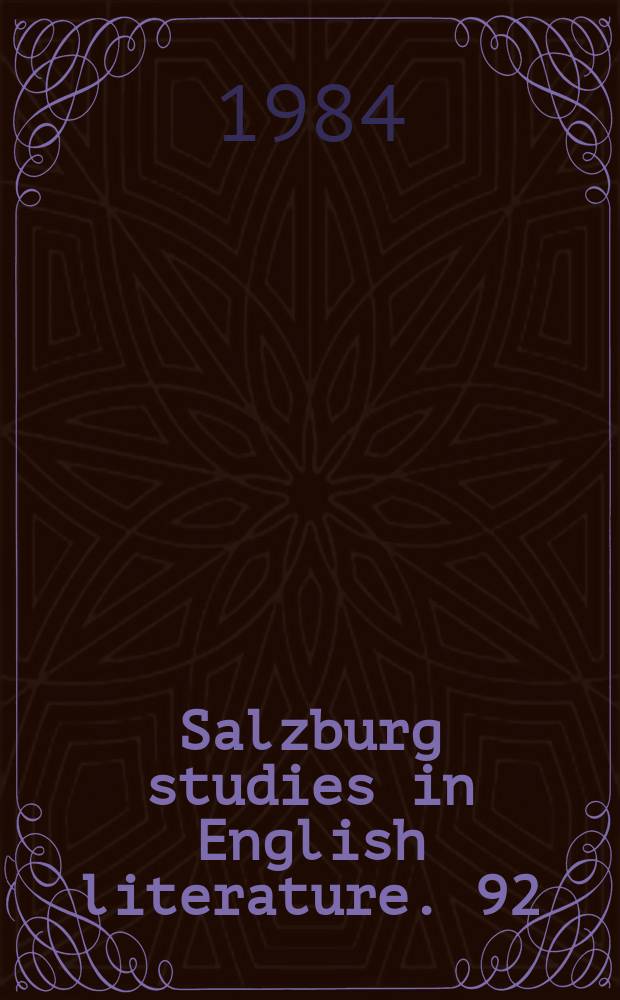 Salzburg studies in English literature. 92:3 : King romance