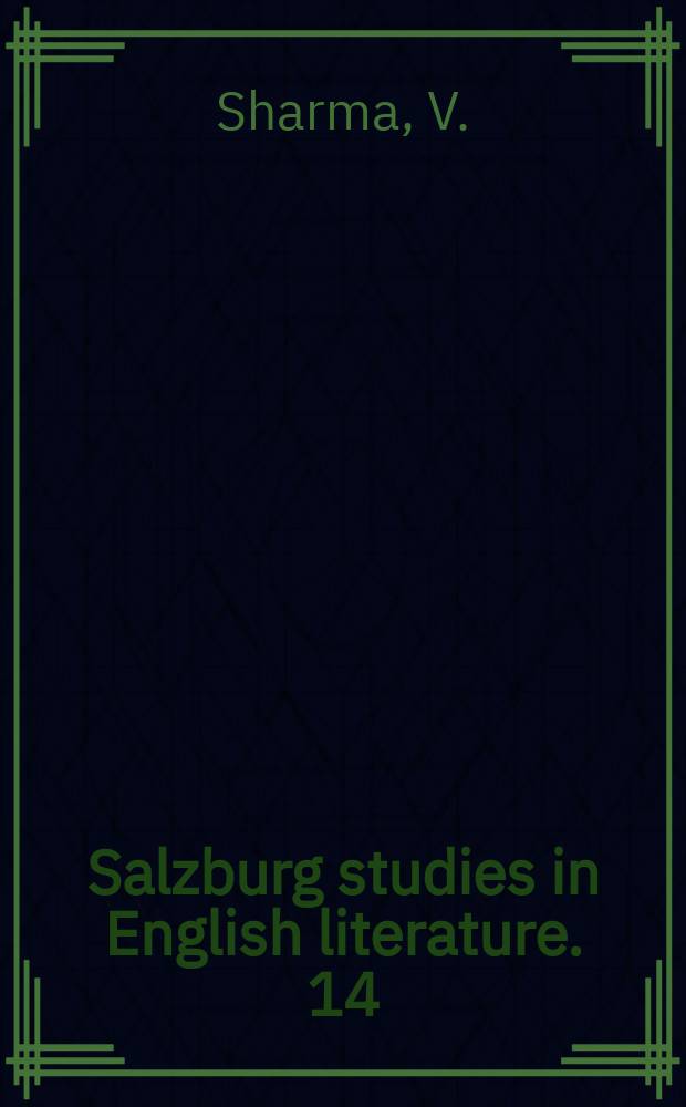 Salzburg studies in English literature. 14 : Studies in Victorian verse drama
