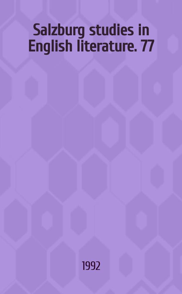 Salzburg studies in English literature. 77:3[₄] : Outsiders