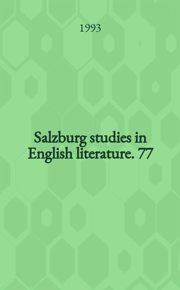 Salzburg studies in English literature. 77:3[₇] : Outsiders