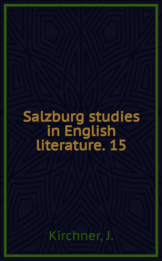 Salzburg studies in English literature. 15 : The function of the persona in the poetry of Byron