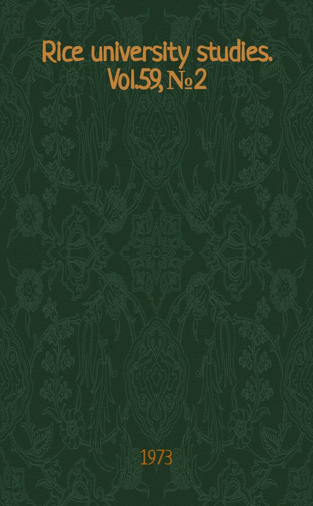 Rice university studies. Vol.59, №2 : Complex analysis, 1972