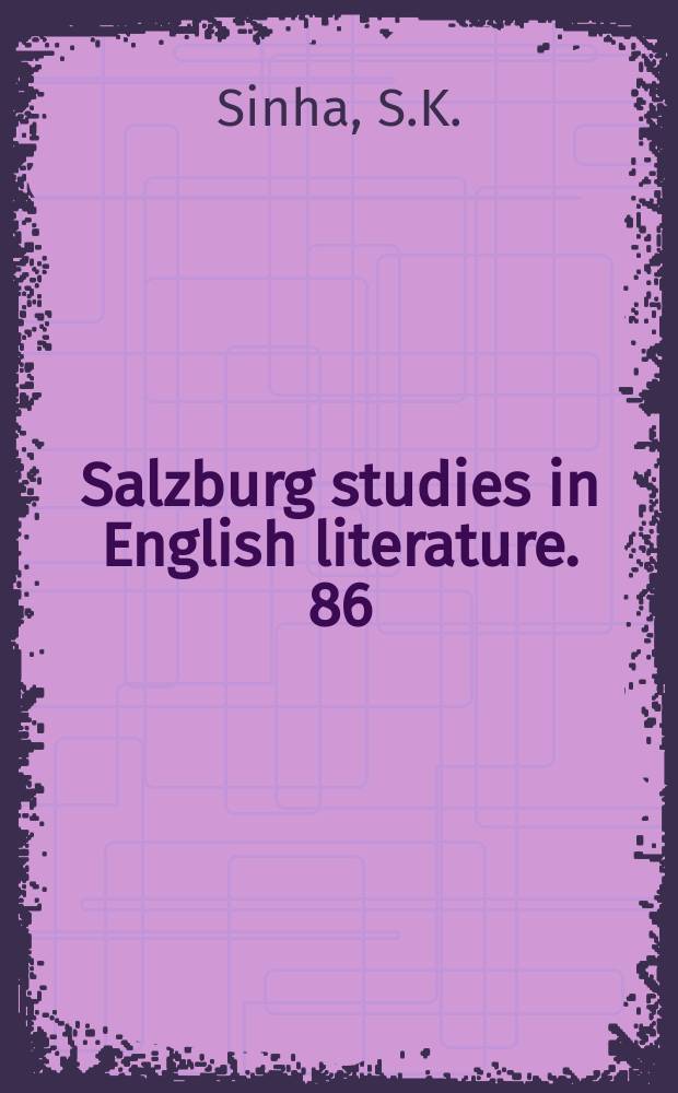 Salzburg studies in English literature. 86 : Thackeray