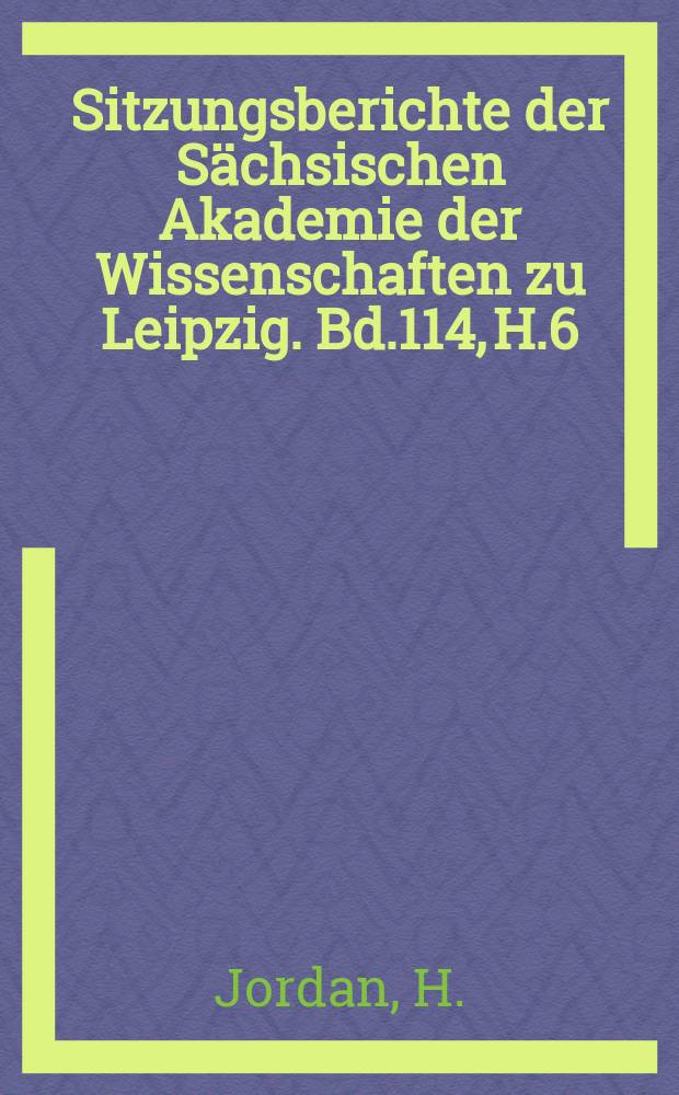 Sitzungsberichte der Sächsischen Akademie der Wissenschaften zu Leipzig. Bd.114, H.6 : Balneobioklimatologie - eine Zielstellung im Mensch...