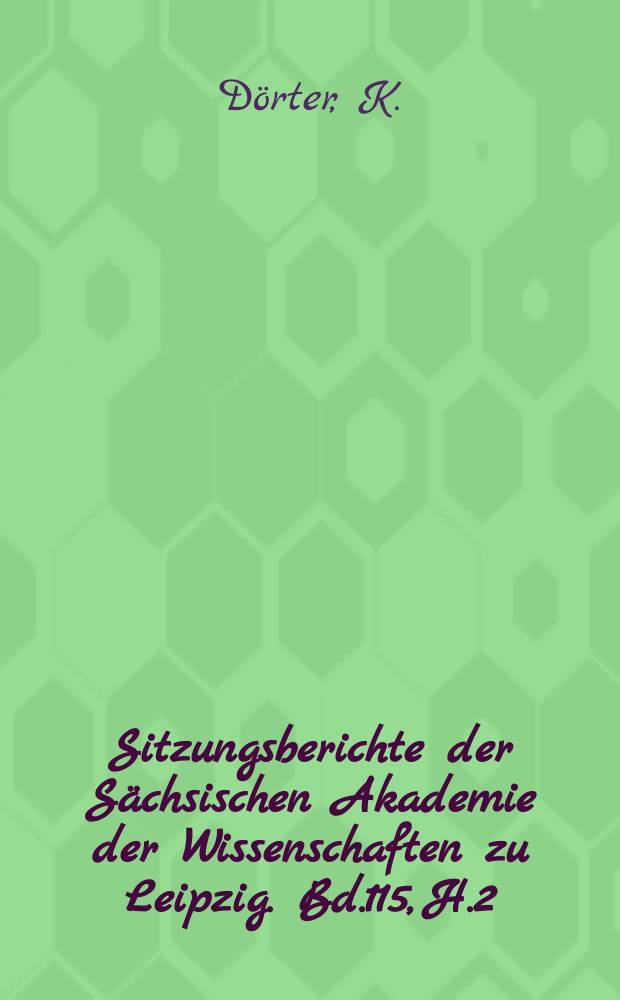 Sitzungsberichte der Sächsischen Akademie der Wissenschaften zu Leipzig. Bd.115, H.2 : Aphorismen zur Qualität Bewässerungswassers