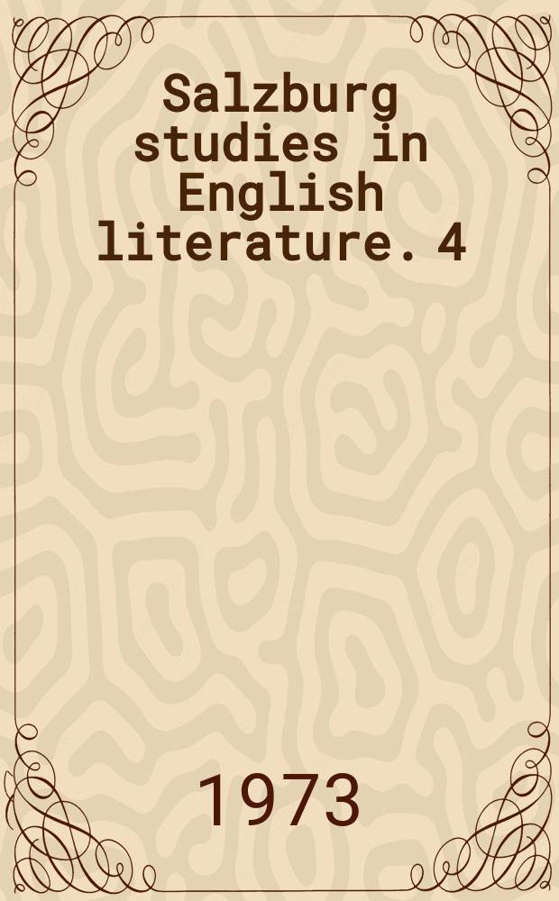 Salzburg studies in English literature. 4 : The principle of poetic justice illustrated...
