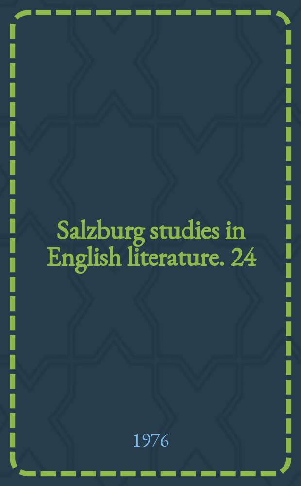 Salzburg studies in English literature. 24 : Poetic drama interviews...