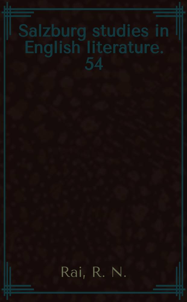 Salzburg studies in English literature. 54 : W. B. Yeats