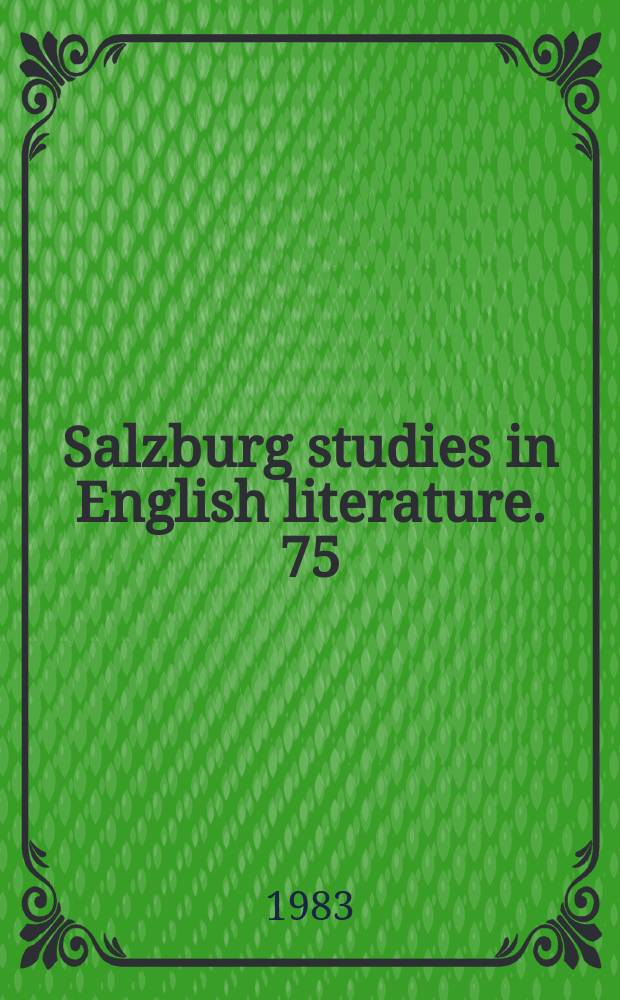 Salzburg studies in English literature. 75 : F. T. Prince