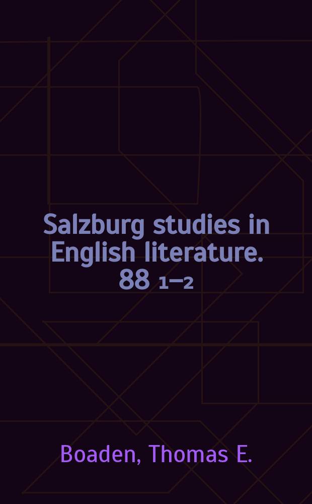 Salzburg studies in English literature. 88[₁–₂] : Collected later poems