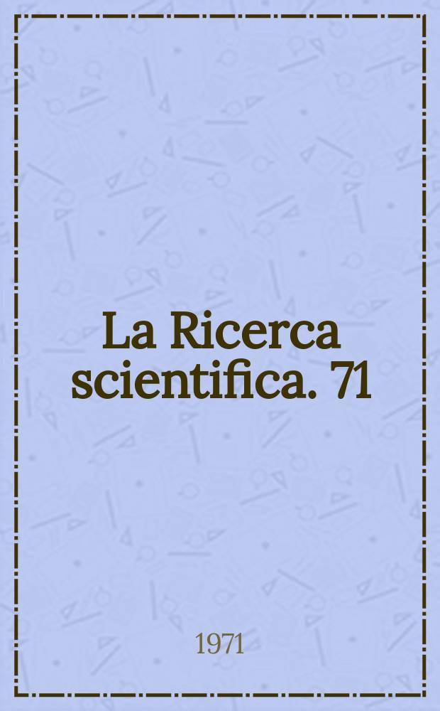 La Ricerca scientifica. 71 : Ulteriori ricerche lisimetriche sui terreni tipici della Toscana litoranea
