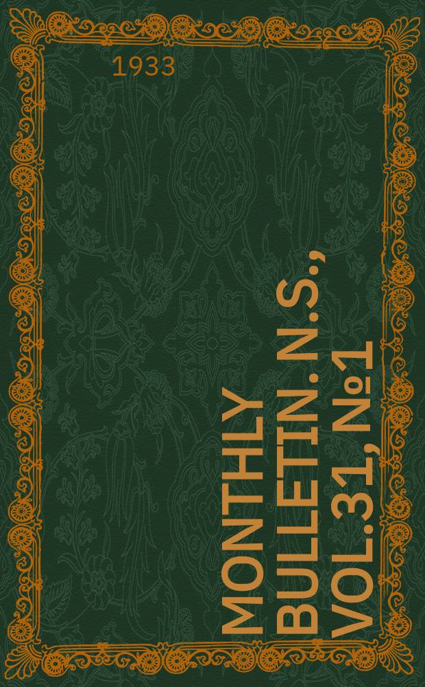 Monthly bulletin. N.S., Vol.31, №1