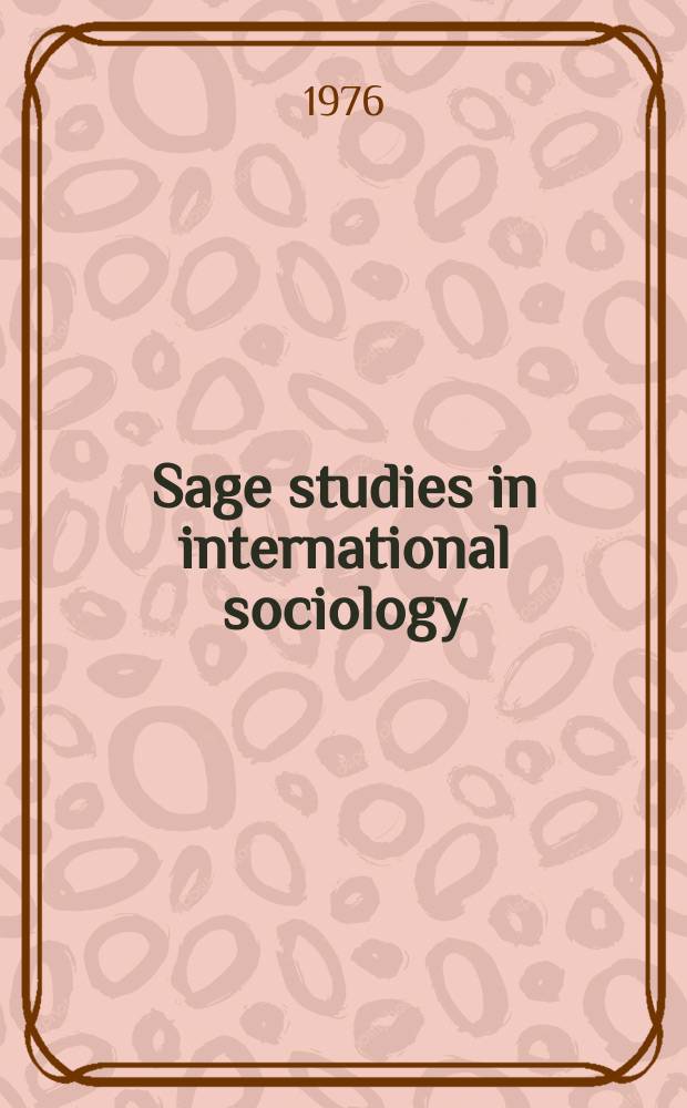 Sage studies in international sociology : Spons. by the Intern. sociol. assoc. 4 : Internal migration
