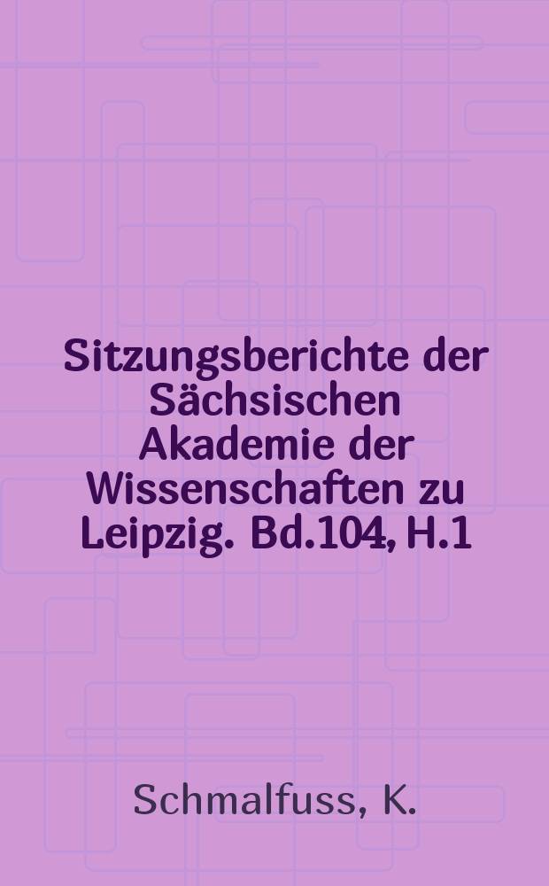 Sitzungsberichte der Sächsischen Akademie der Wissenschaften zu Leipzig. Bd.104, H.1 : Über das Ausmaß der biologischen Bindung des elementaren Stickstoffs