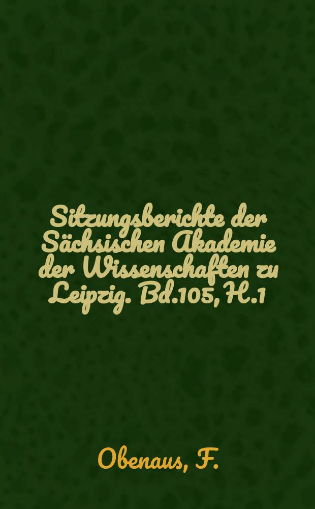 Sitzungsberichte der Sächsischen Akademie der Wissenschaften zu Leipzig. Bd.105, H.1 : An der Grenze zwischen Hochspannungstechnik und Physik