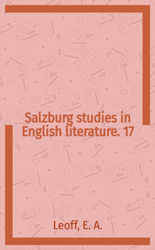 Salzburg studies in English literature. 17 : A study of John Keats's Isabella