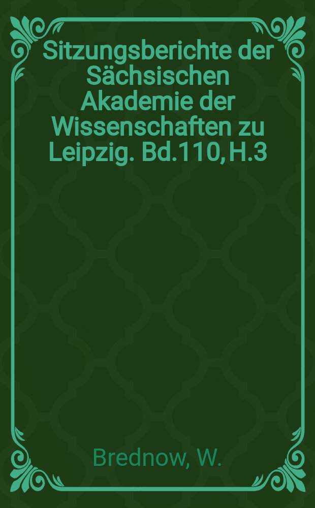 Sitzungsberichte der Sächsischen Akademie der Wissenschaften zu Leipzig. Bd.110, H.3 : Zur Anthropologie des Schwindels