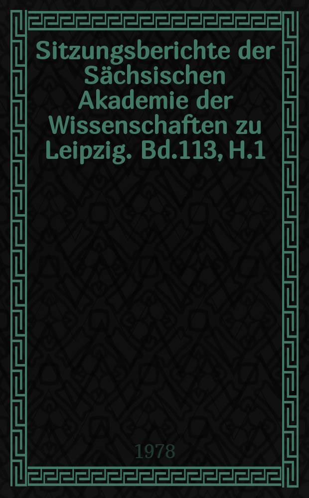 Sitzungsberichte der Sächsischen Akademie der Wissenschaften zu Leipzig. Bd.113, H.1 : Allgemeingültige Veranschaulichung...