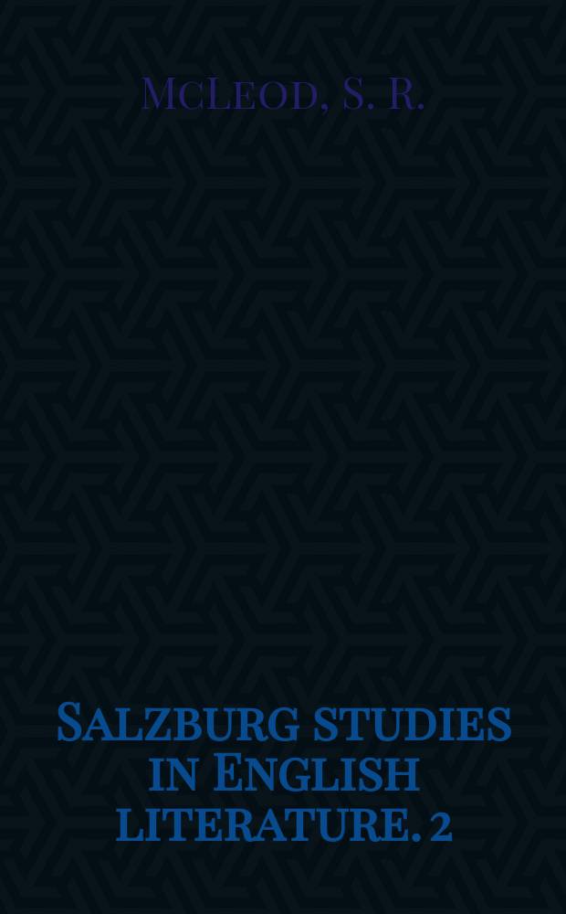 Salzburg studies in English literature. 2 : Modern verse drama