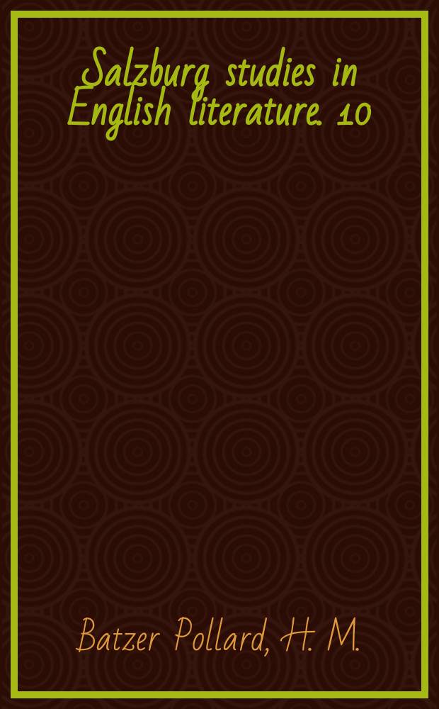 Salzburg studies in English literature. 10 : From heroics to sentimentalism: a study of Thomas...