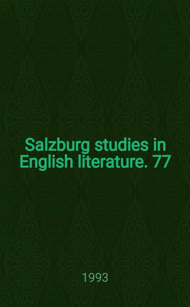 Salzburg studies in English literature. 77:3[₆] : Outsiders