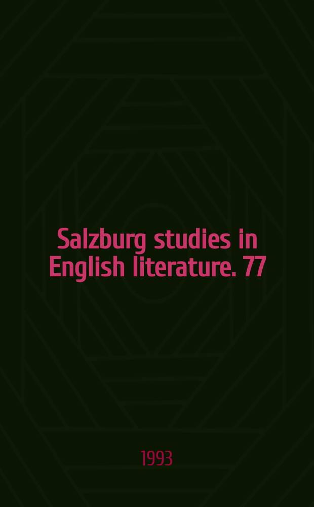 Salzburg studies in English literature. 77:6 : Little magazines profiles