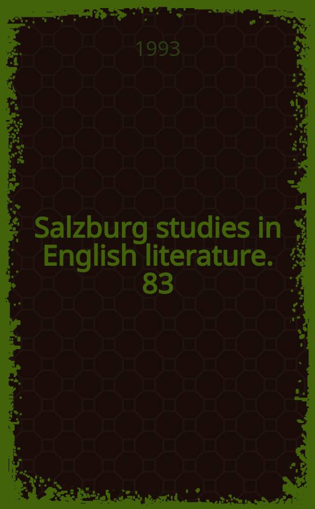 Salzburg studies in English literature. 83 : Ladder to the next floor