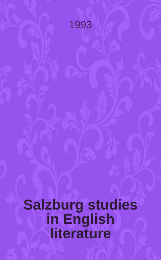 Salzburg studies in English literature : A German treasury
