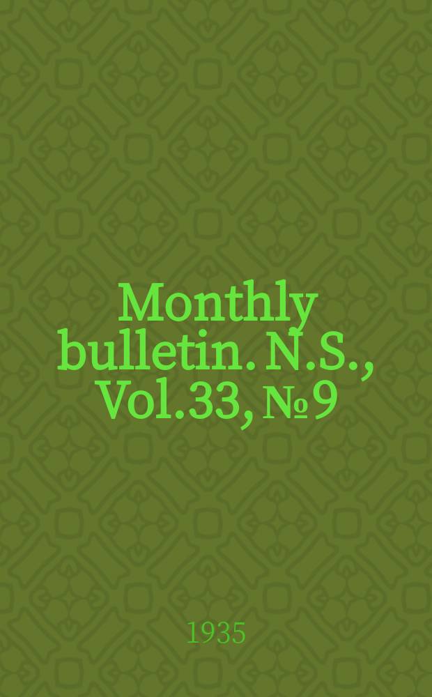 Monthly bulletin. N.S., Vol.33, №9