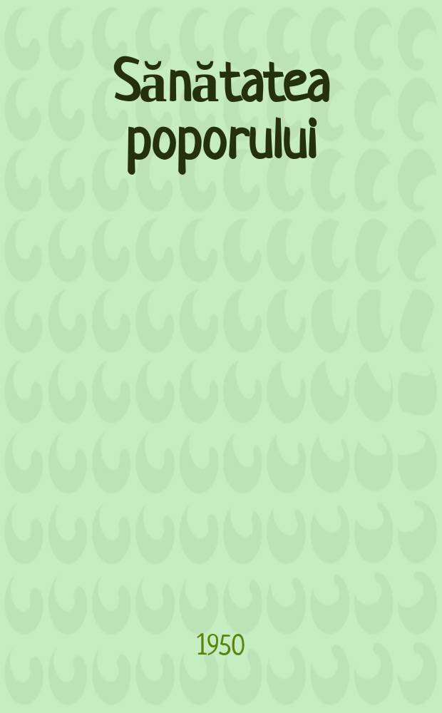 Sănătatea poporului