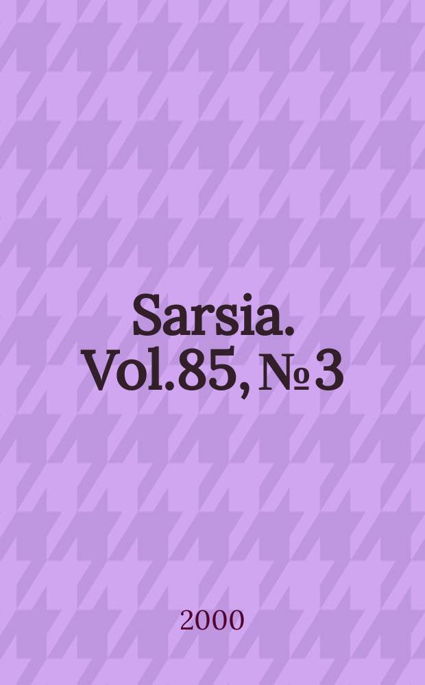 Sarsia. Vol.85, №3