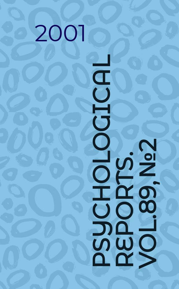 Psychological reports. Vol.89, №2