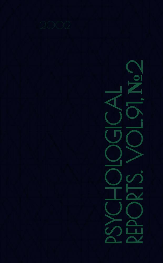 Psychological reports. Vol.91, №2