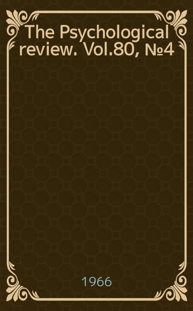 The Psychological review. Vol.80, №4(612) : Generality of word association ...