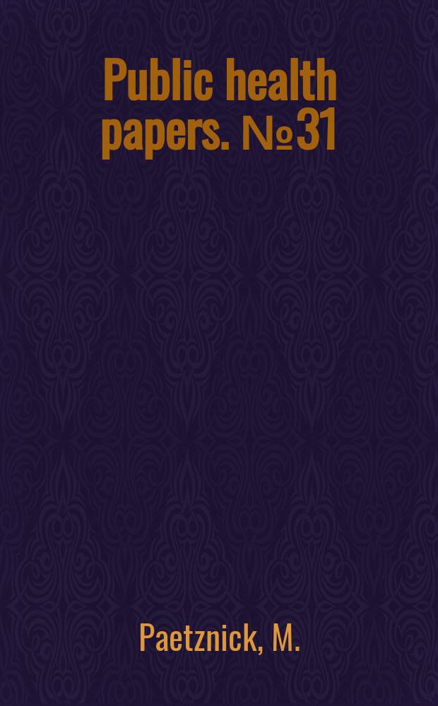Public health papers. №31 : A guide for staffing a hospital nursing service