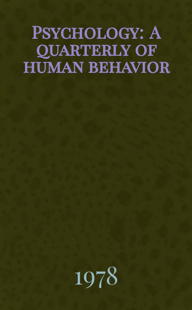Psychology : A quarterly of human behavior