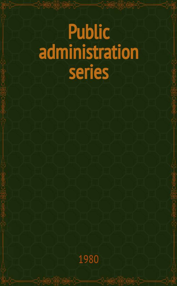 Public administration series : Bibliography of Canadian urban history