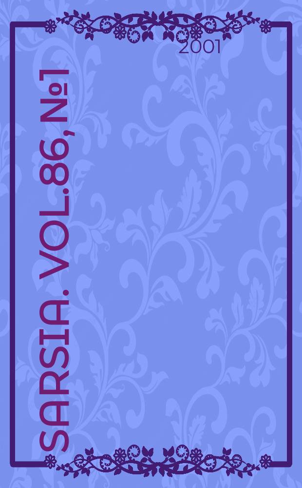 Sarsia. Vol.86, №1
