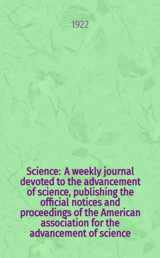 Science : A weekly journal devoted to the advancement of science, publishing the official notices and proceedings of the American association for the advancement of science. N.S., Vol.56, №1448